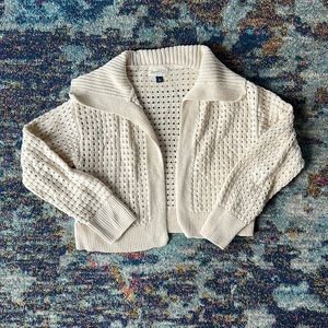 Cream Eyelet Cropped Sweater